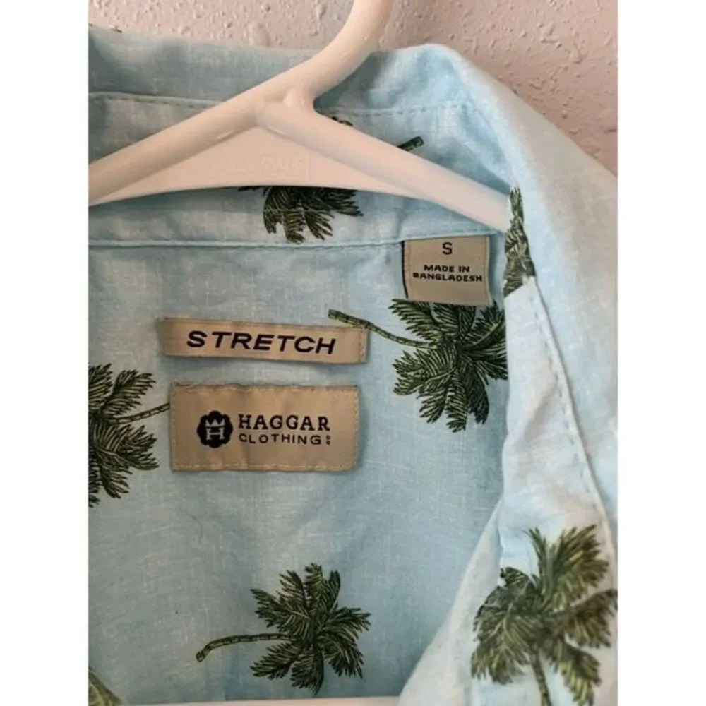 Haggar Clothing Stretch Short Sleeved Button Up‎ Shirt Small Palm Trees Tropical - Picture 3 of 5